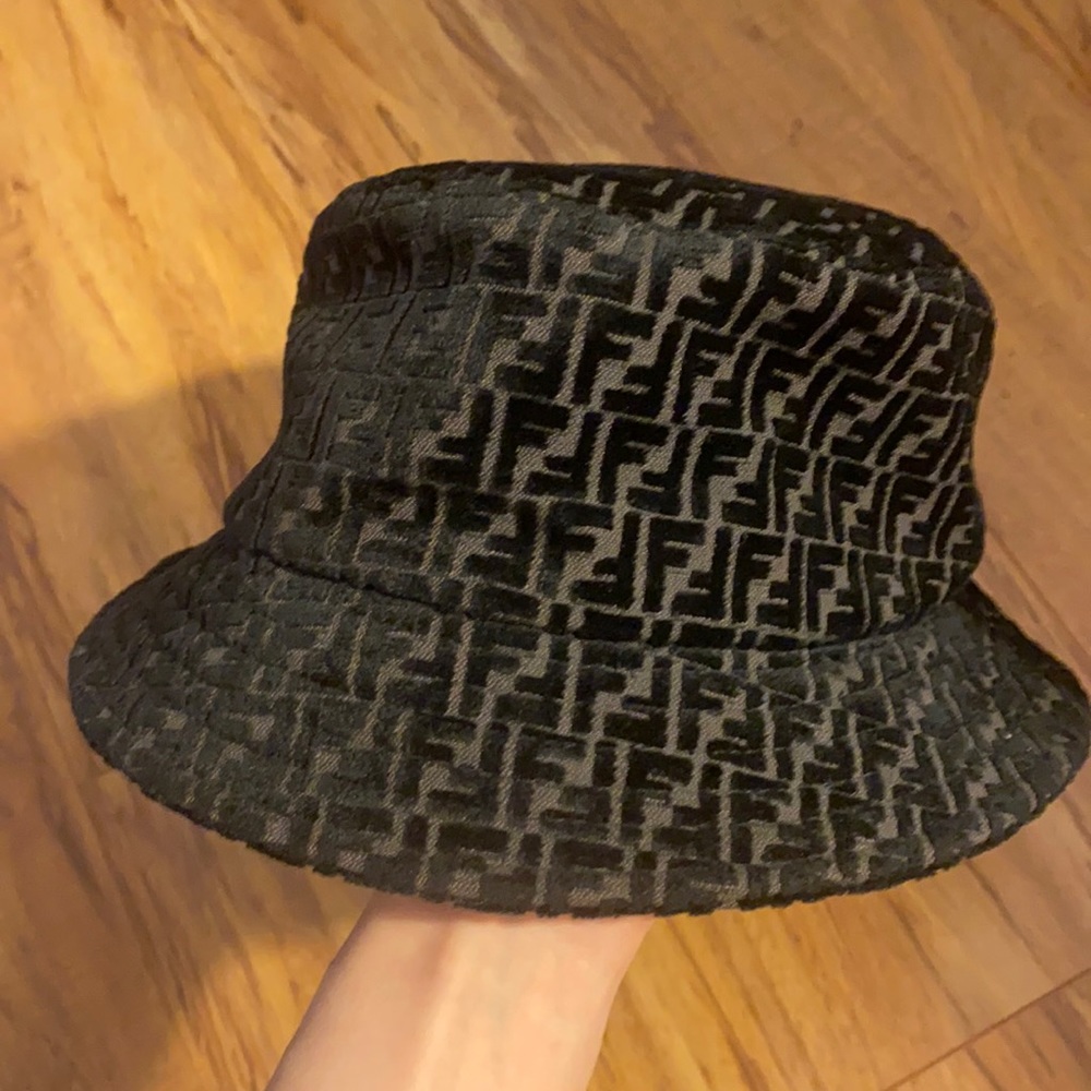 Black Velour Fendi Bucket Hat